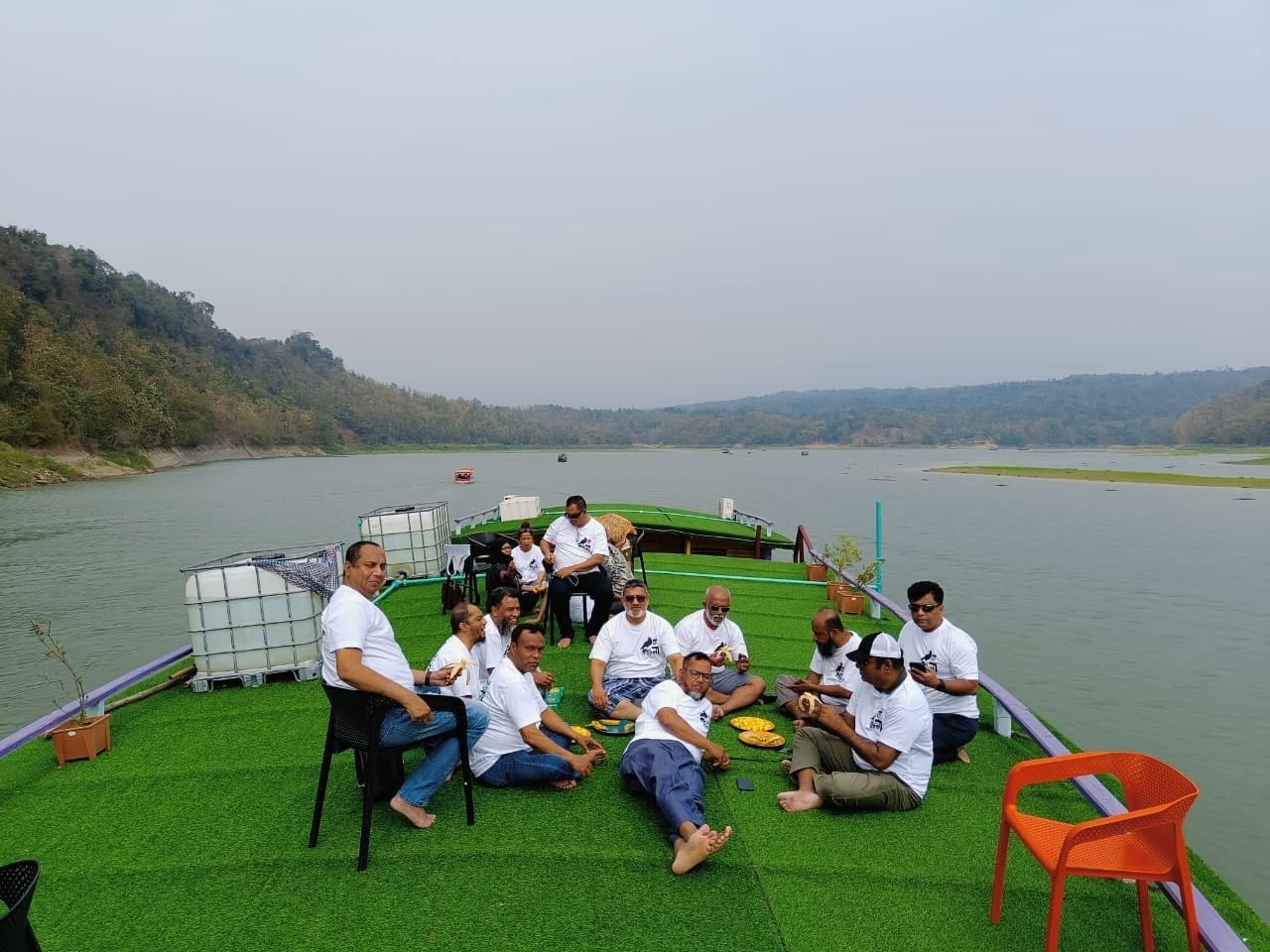 Group Gathering on the Rooftop Deck