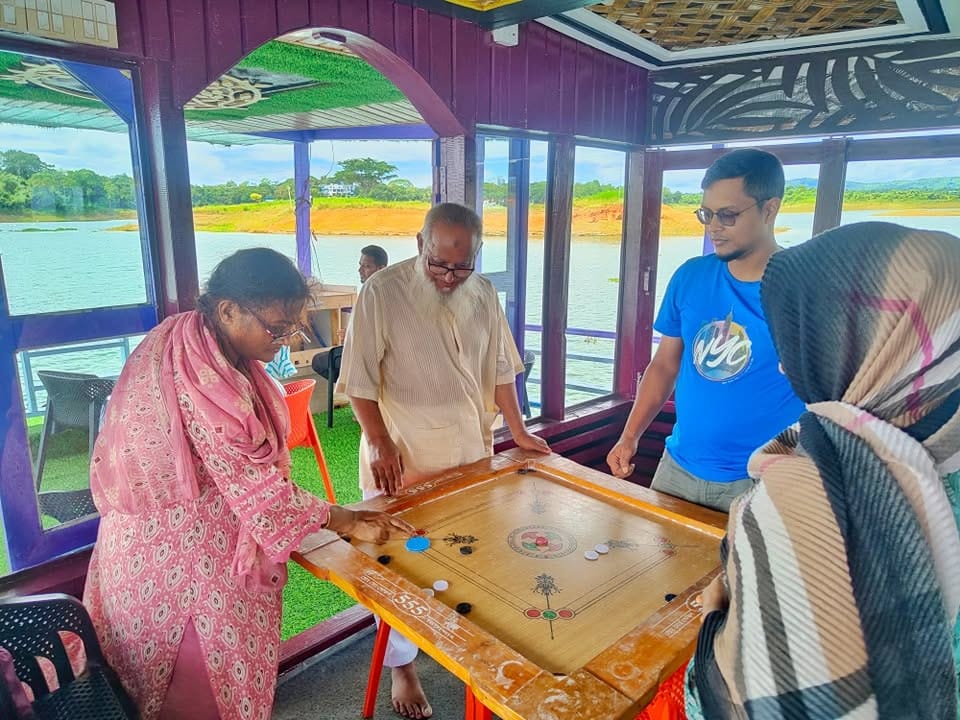 Carrom Board Game with a Scenic View