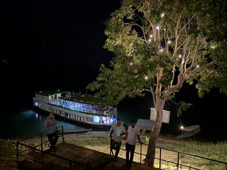 The Royal Boat Illuminated at Night