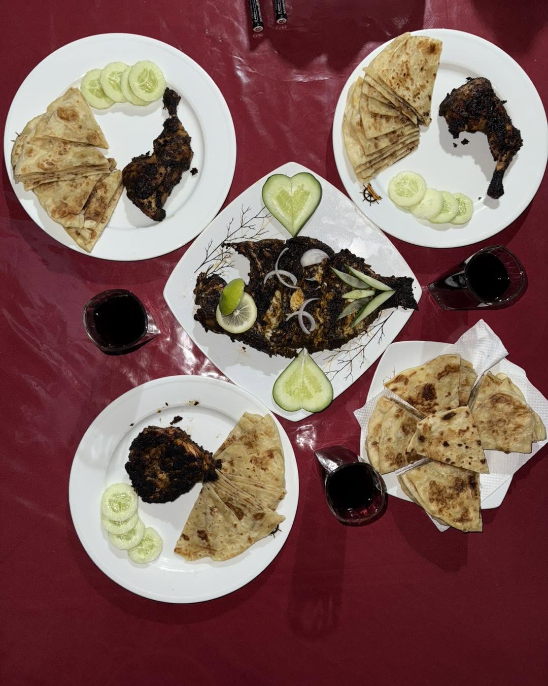 Delicious Grilled Fish and Chicken with Paratha